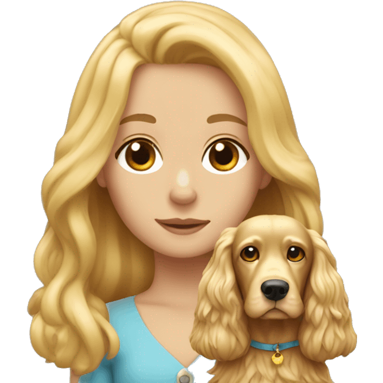 girl with long blonde hair and a golden cocker spaniel emoji