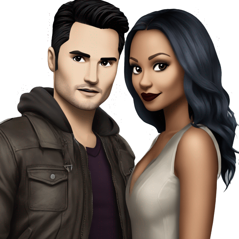 Michael malarkey as Enzo and Kat Graham as Bonnie Vampire Diaries emoji