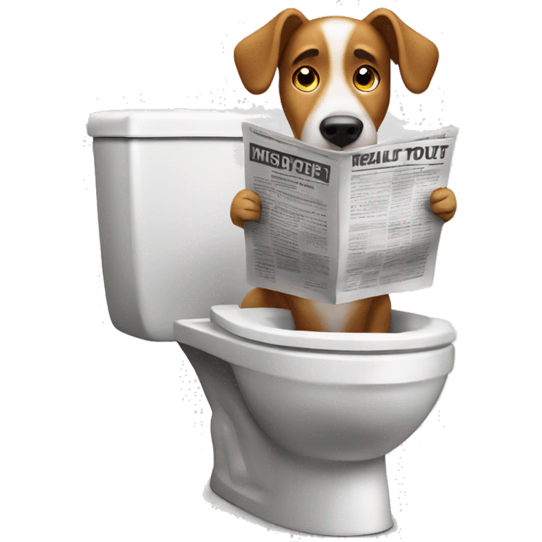 dog using the toilet while reading the newspaper  emoji