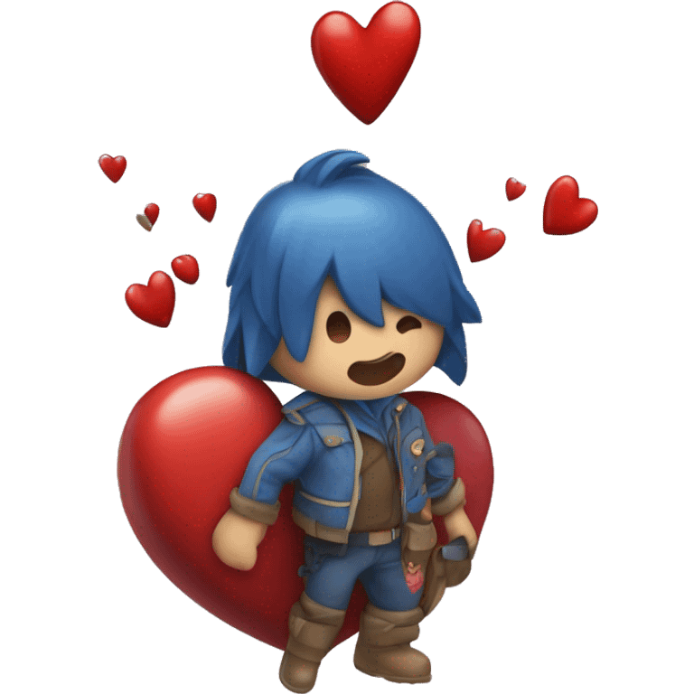 Corazón rojo abrazando corazón azul emoji