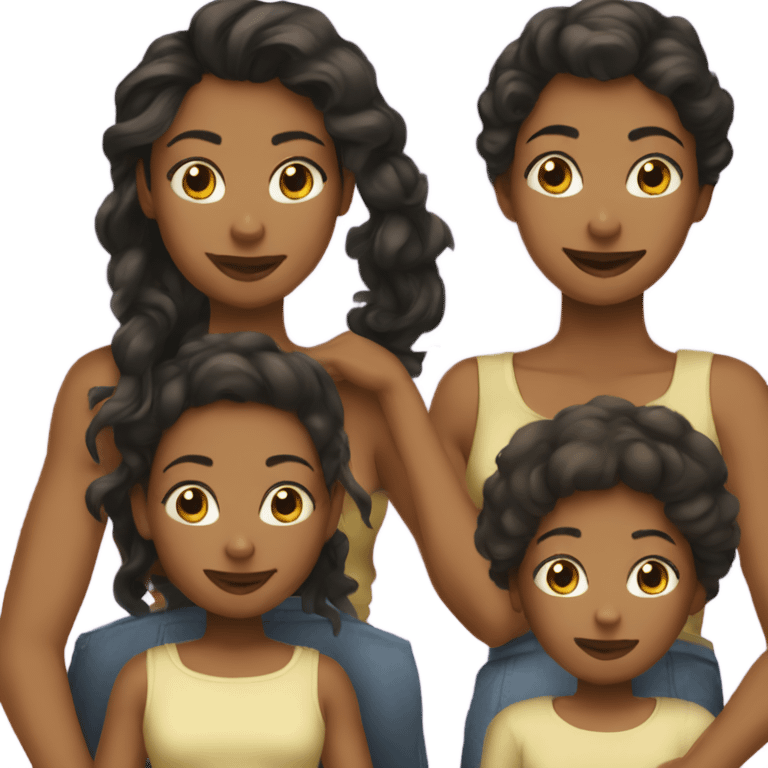 Mother two girl hair black emoji