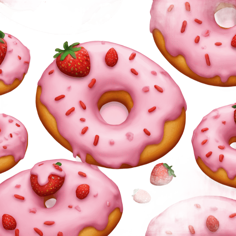 Strawberry frosted donut with a smile  emoji