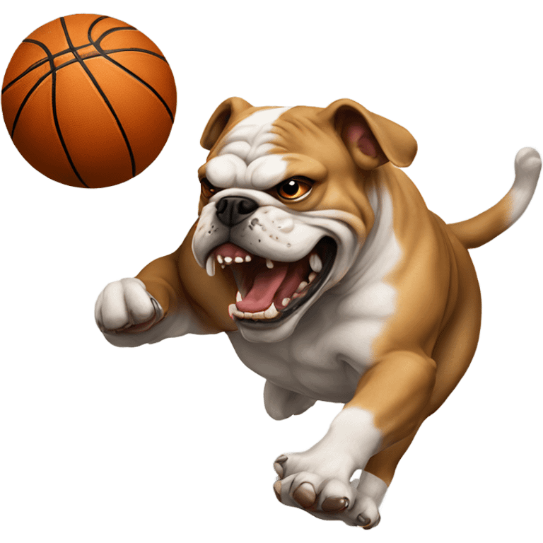 Aggressive bulldog attacking a Basketball  emoji