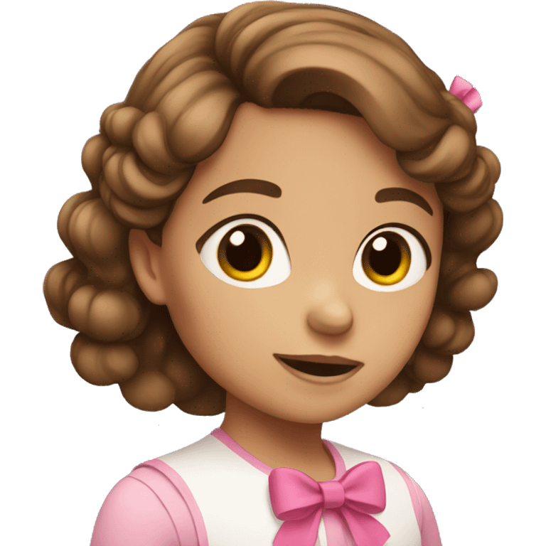 Brown hair girl with pink bows emoji