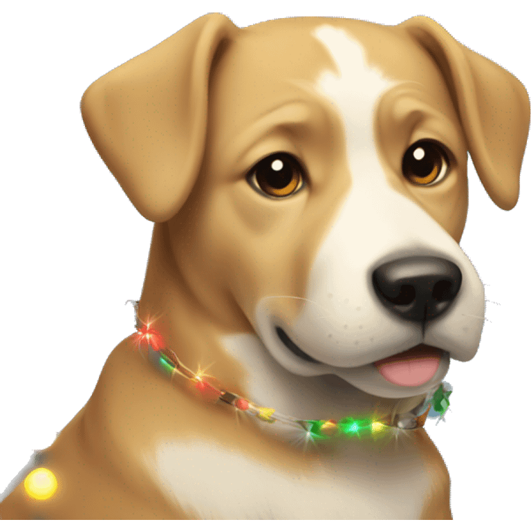 A dog with Christmas lights emoji