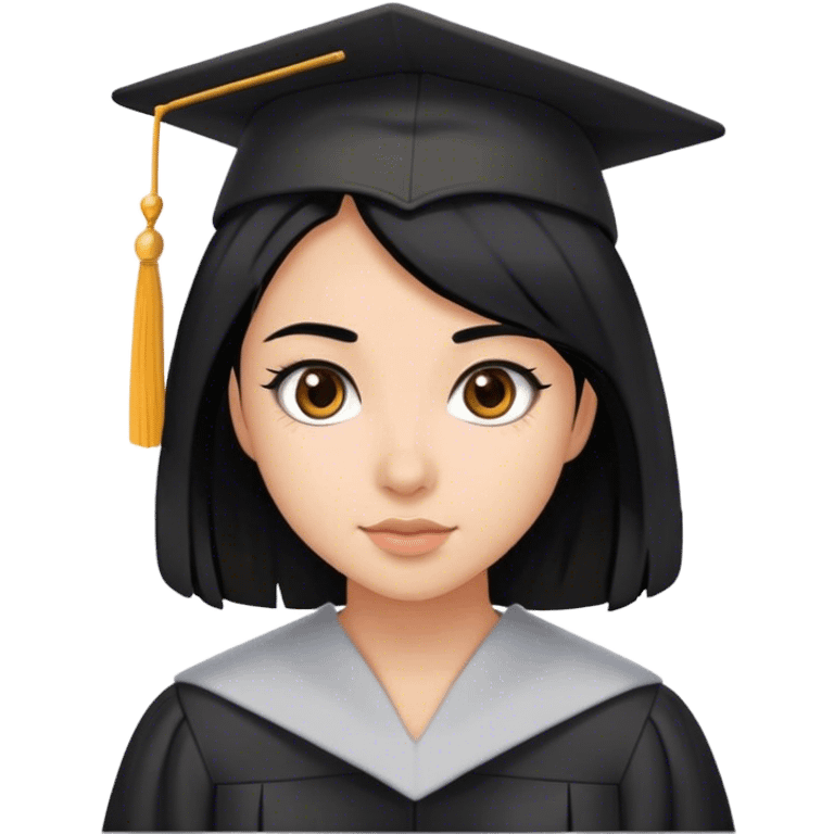 Girl who graduated, black hair, medium skin, brown eyes emoji