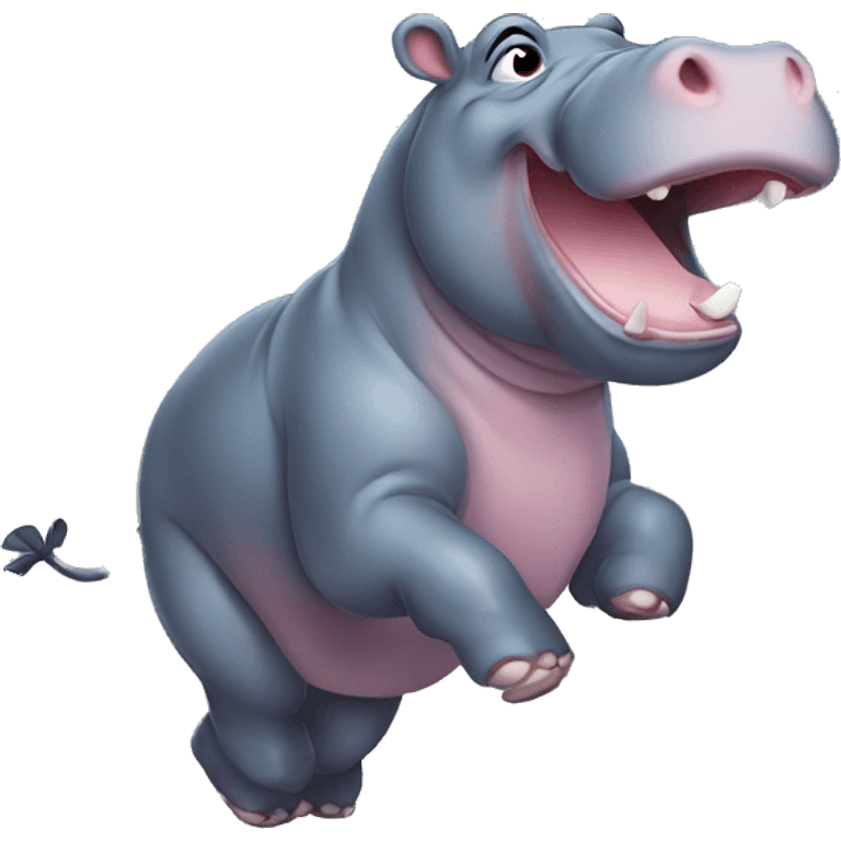 young hippo running and kicking emoji