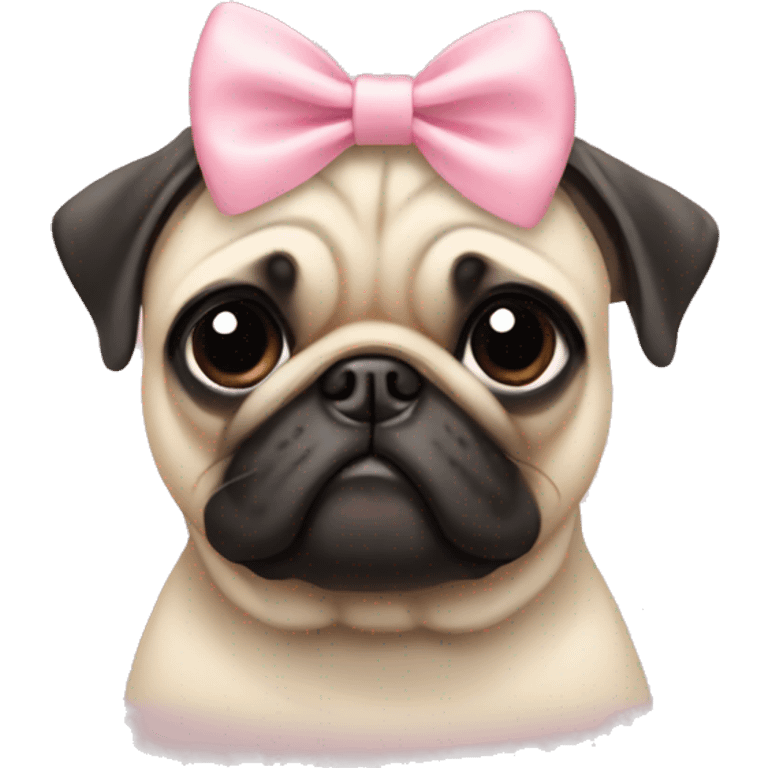 Pug with a light pink Bow  emoji