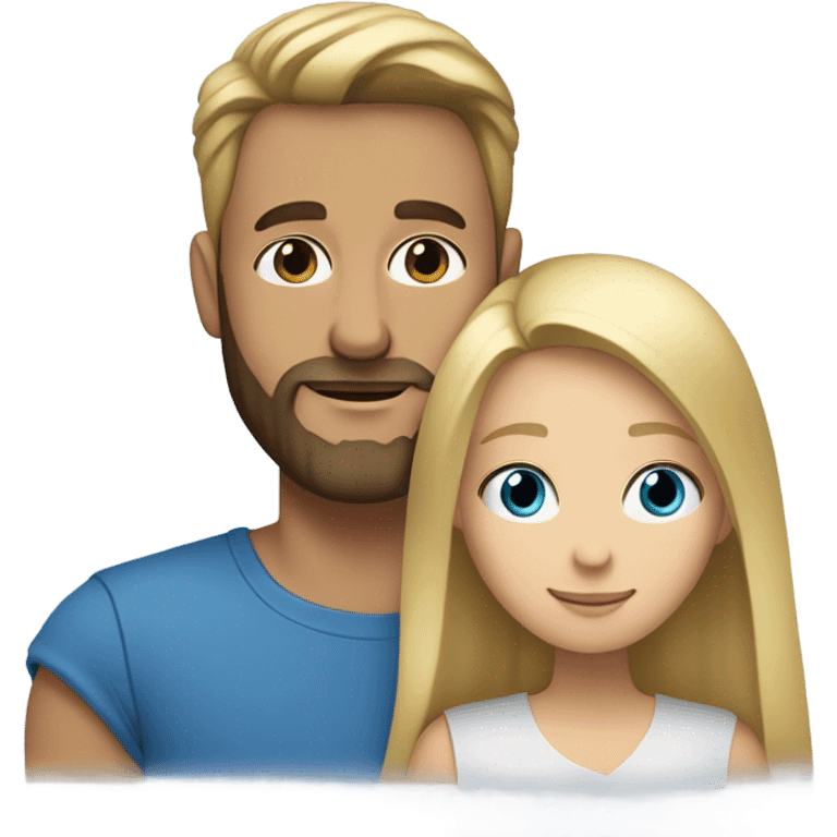 A girl with blond hair and brown eyes hugs a bearded blue-eyed man with blond hair emoji