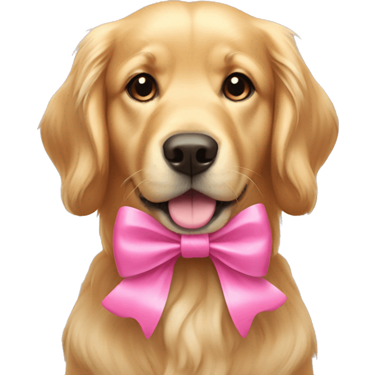 Golden retriever with pink bow emoji