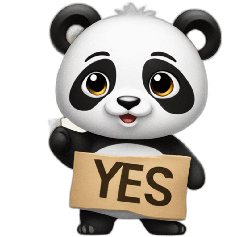 Panda holding a sign that says YES emoji