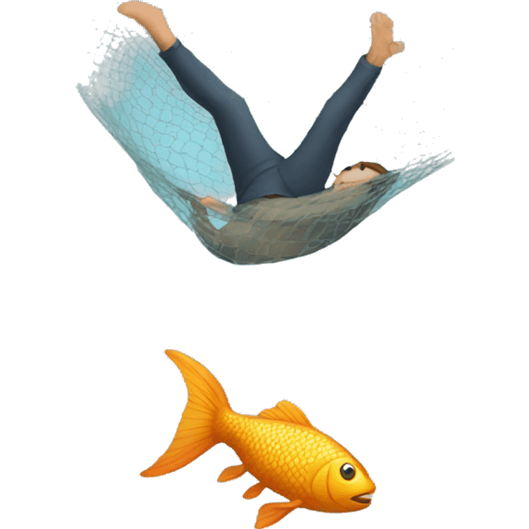 a man falling in a fish net emoji