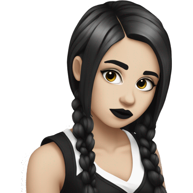 goth girl black and white hair emoji