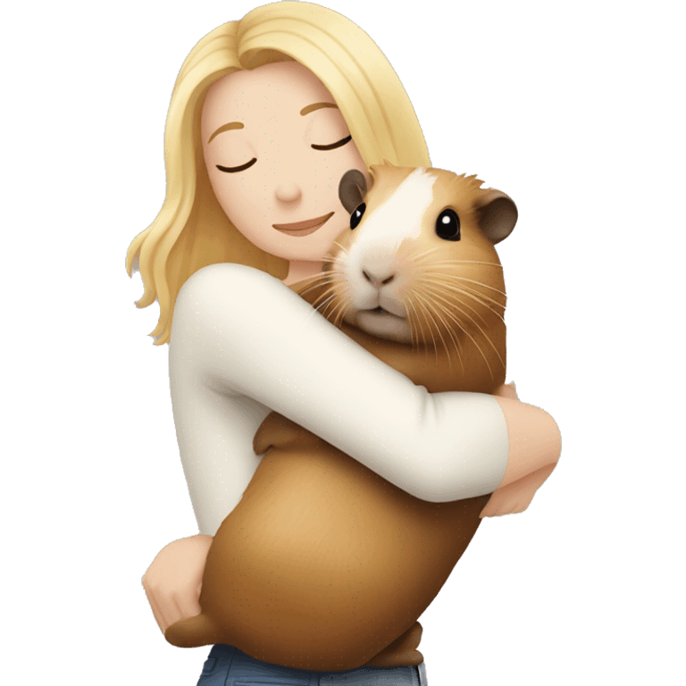 Blonde Woman hugging a guineapig emoji