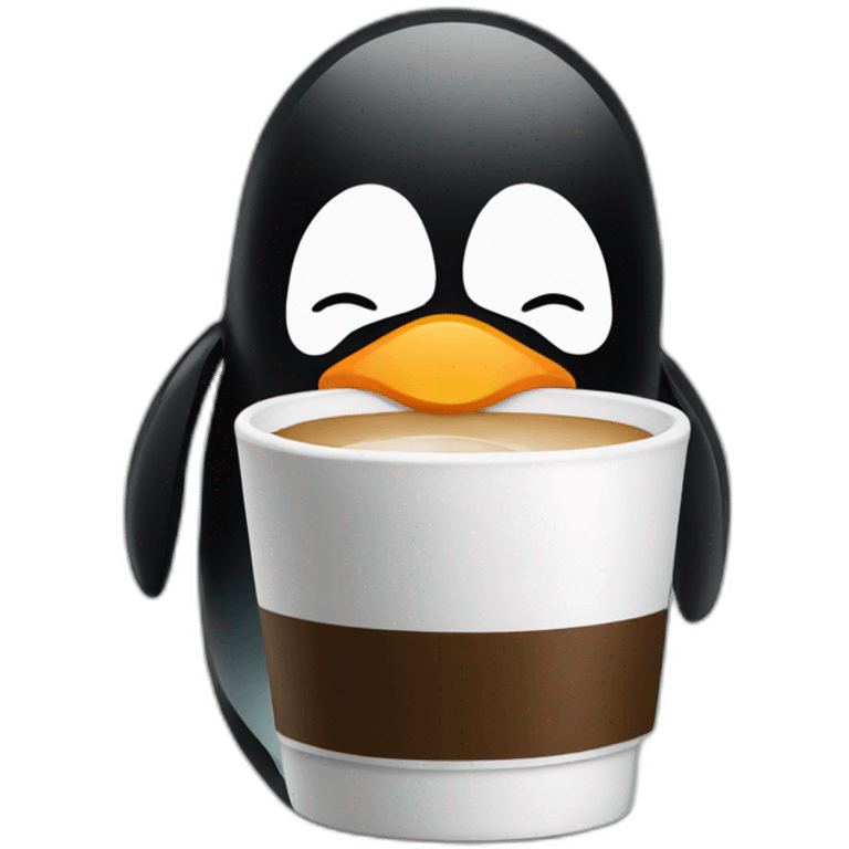 Penguin drunk coffee emoji