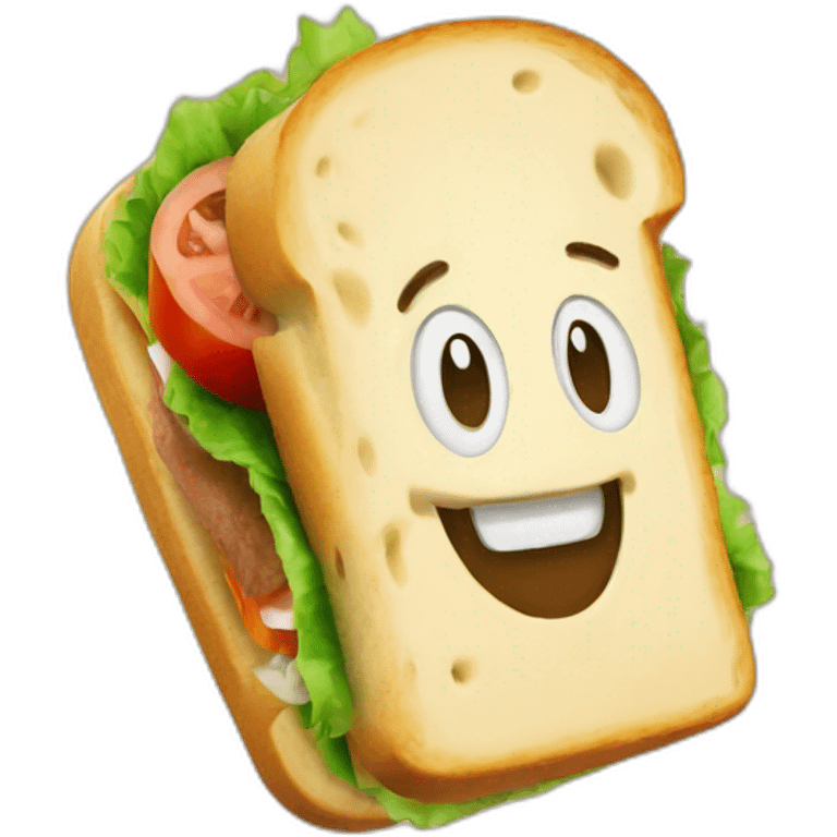 sandwich avec un visage emoji