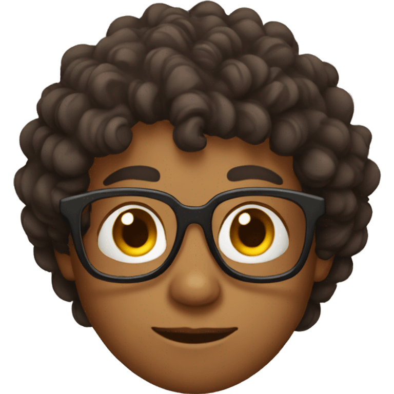 Indian brown boy with curly hair and glasses  emoji