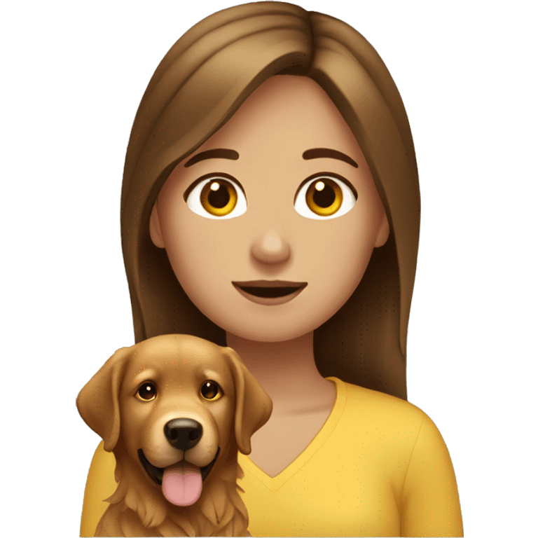 Brown hair girl, with golden retriever  emoji