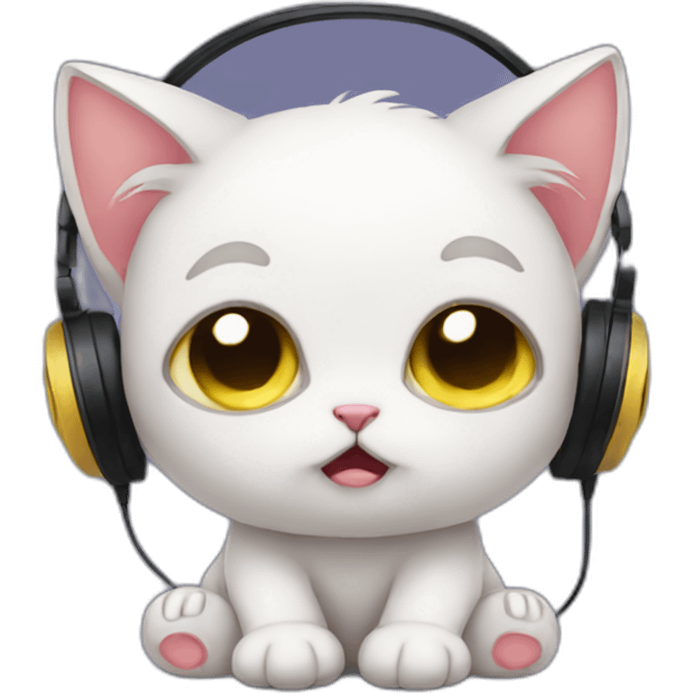 sad kitten listening to music emoji