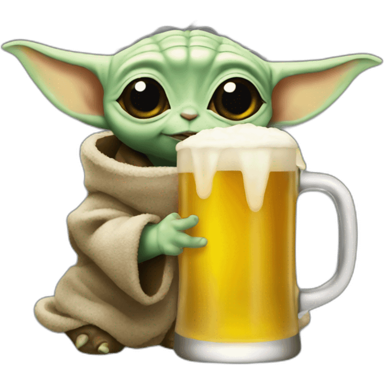 Baby Yoda drink beer emoji