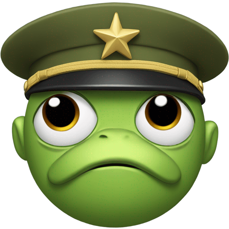 sad pepe with military uniform emoji