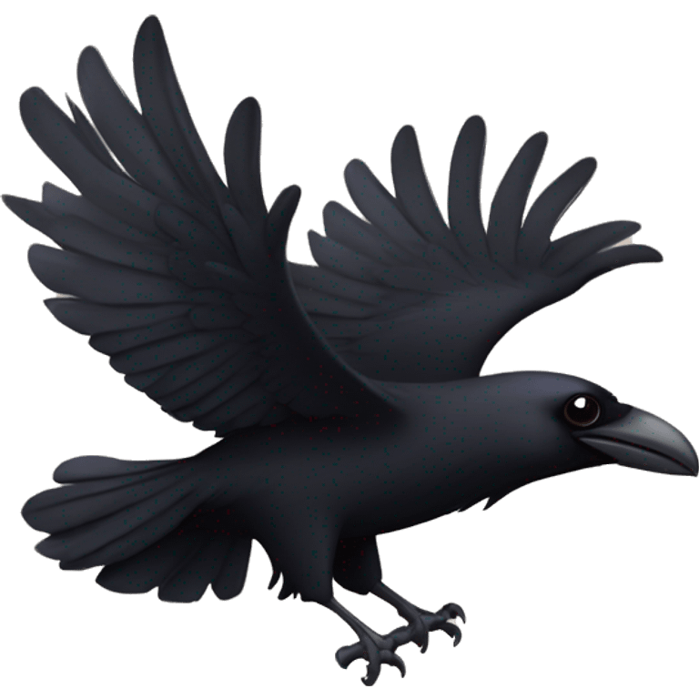 A raven flying with a clovk emoji