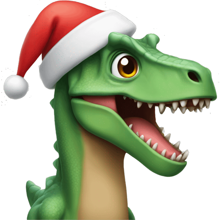 Dinosaur with Santa hat emoji