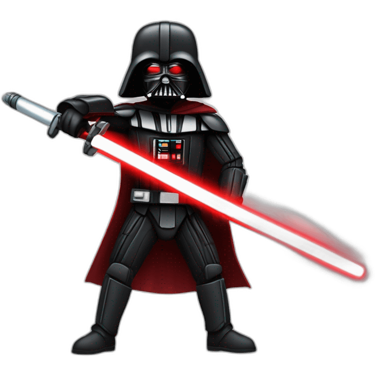 dark vador qui tien un sabre laser rouge en position de combat emoji