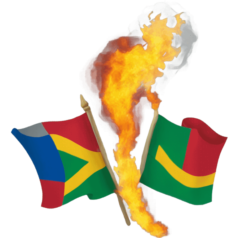 dragon blowing fire while holding a cameroon(🇨🇲) flag emoji