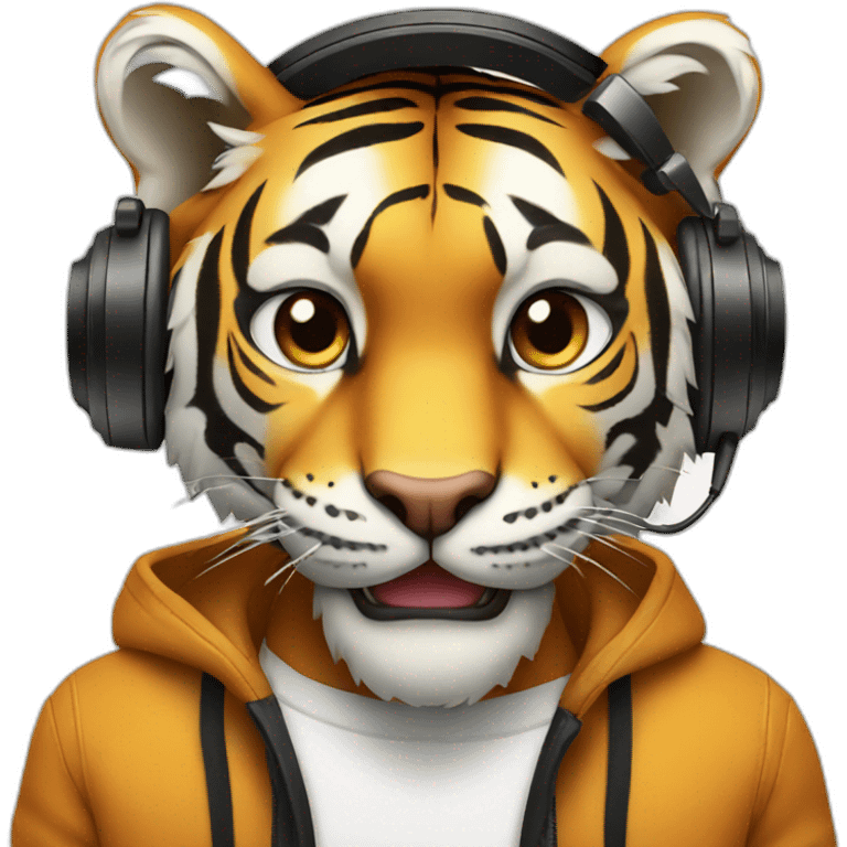 Tiger as DJ emoji