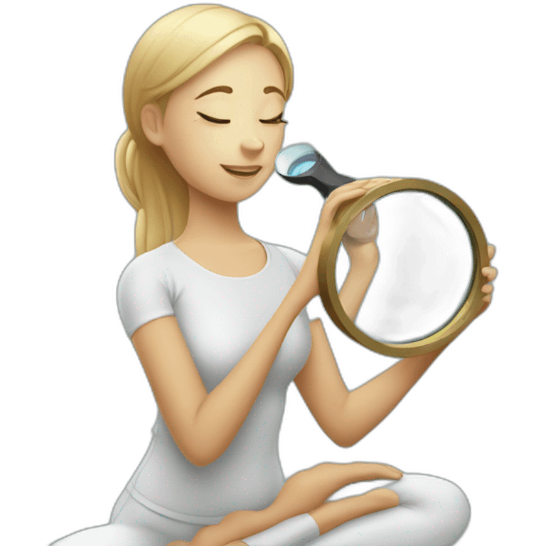 yoga girl with magnifying glass emoji