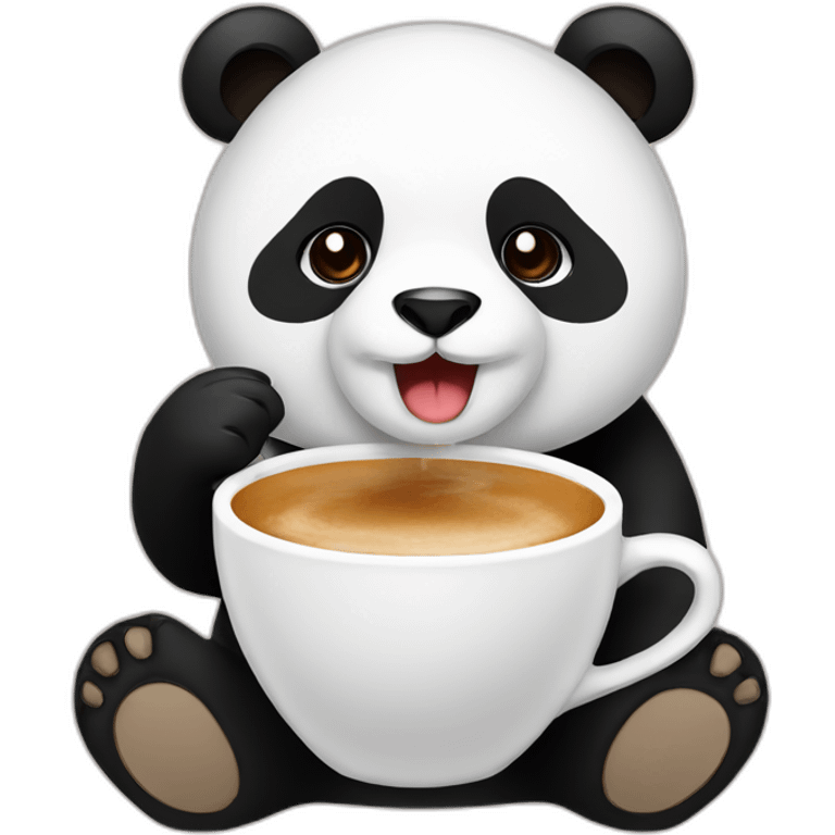 a panda drinking a cappuccino emoji