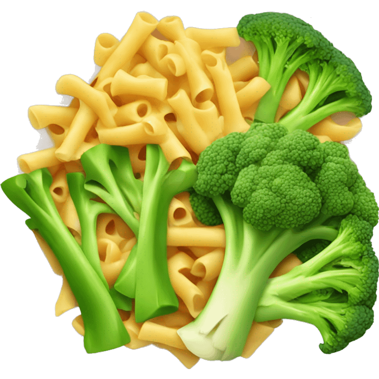 dish with macaroni and broccoli and chicken emoji