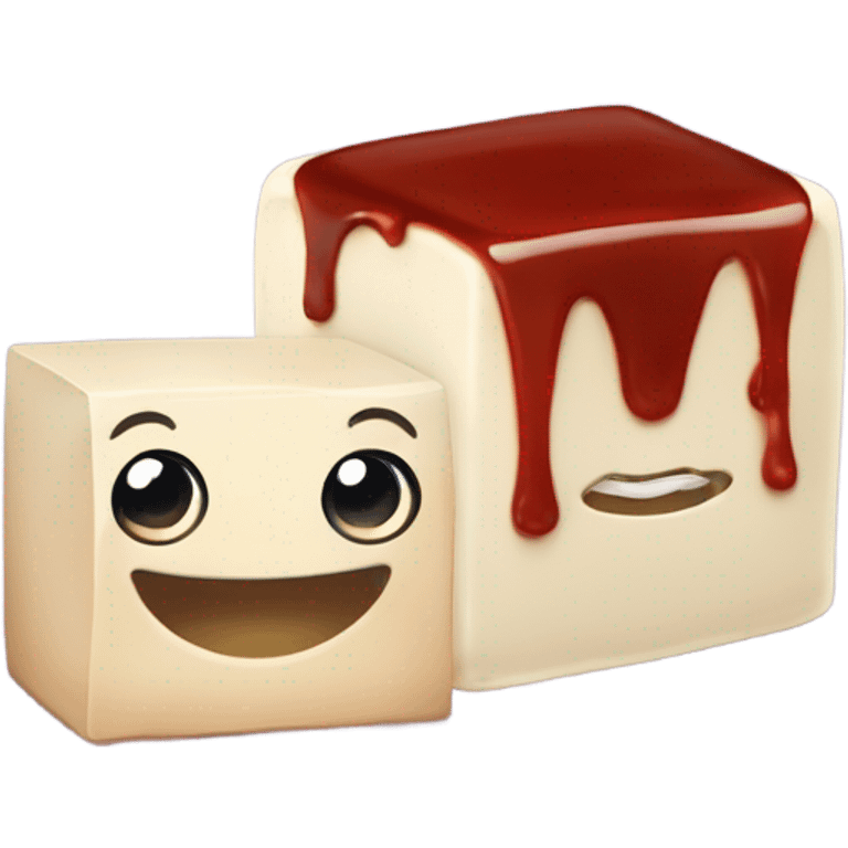 cute tofu block next to cute soysauce  emoji