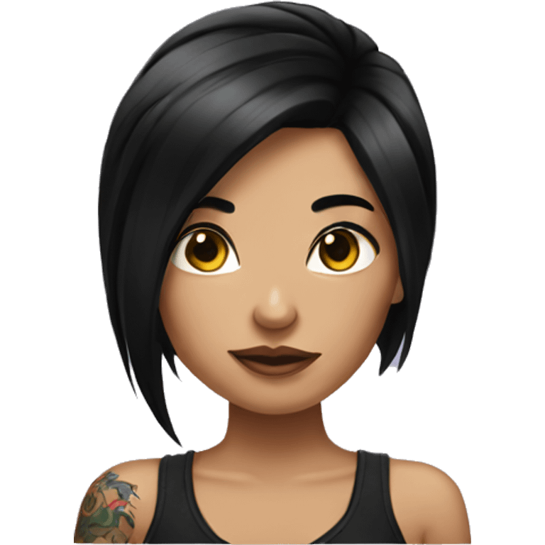 Tattooed girl with black hair emoji