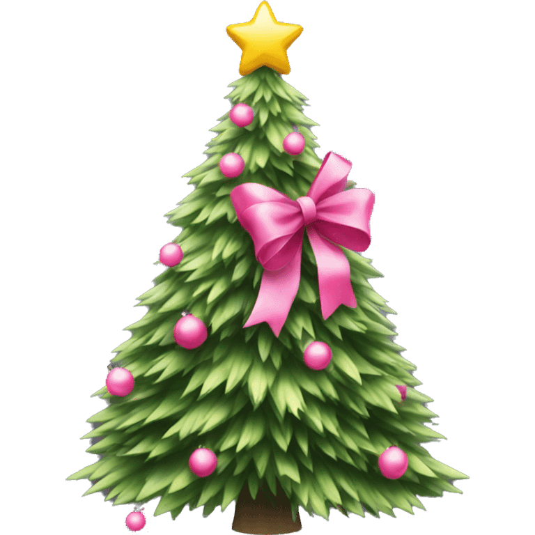 Christmas tree with pink bow emoji