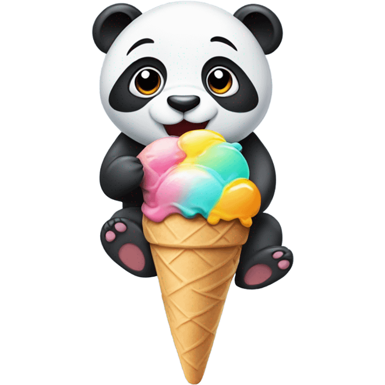 Panda eating ice cream emoji