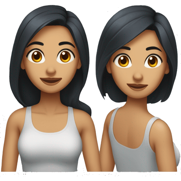 A head and shoulders shot of a 34 year old South Asian woman, with long black hair,   with brown eyes wearing a t-shirt. emoji