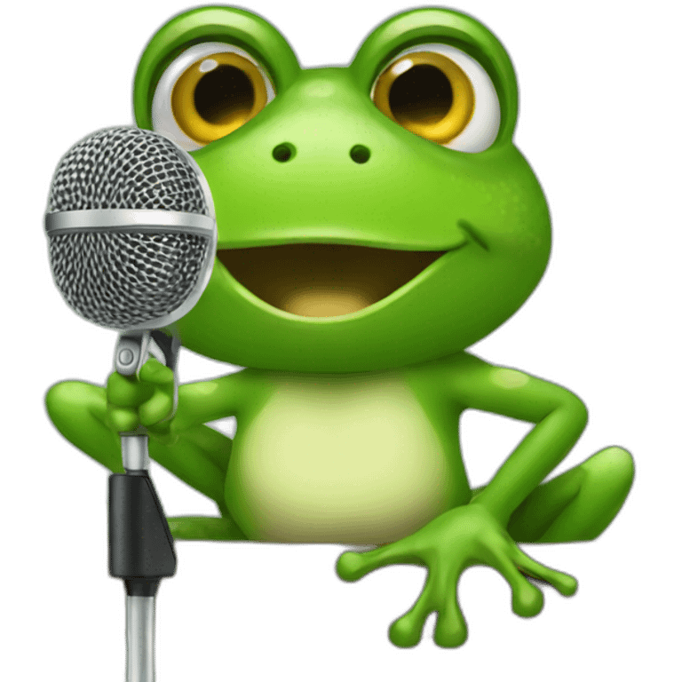 Frog with microphone emoji