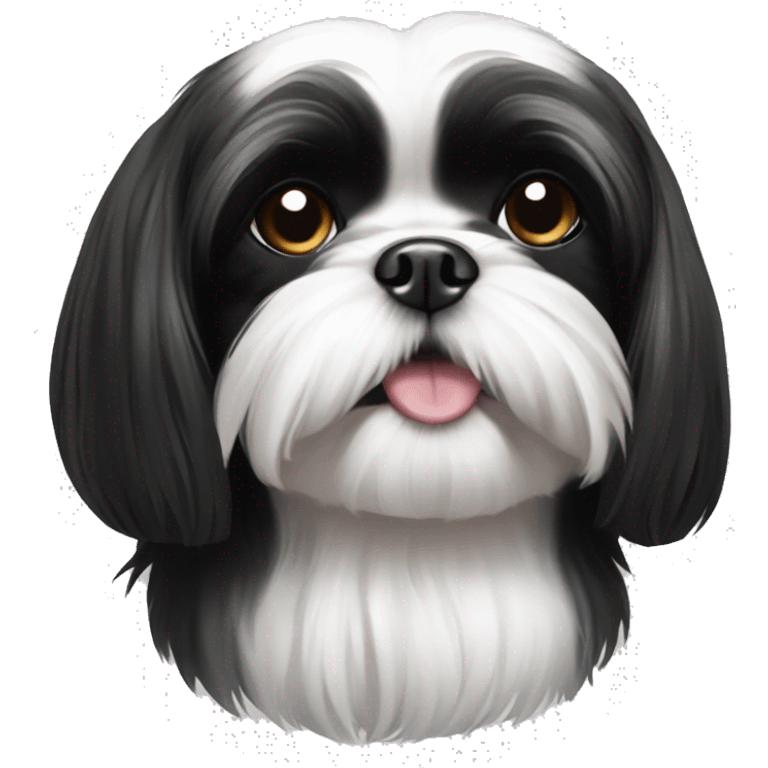 Adult black and white shih tzu emoji