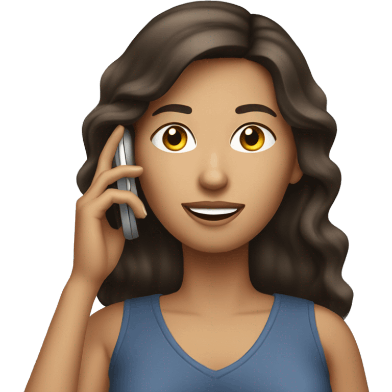 Brunette Woman talking on her cellphone emoji