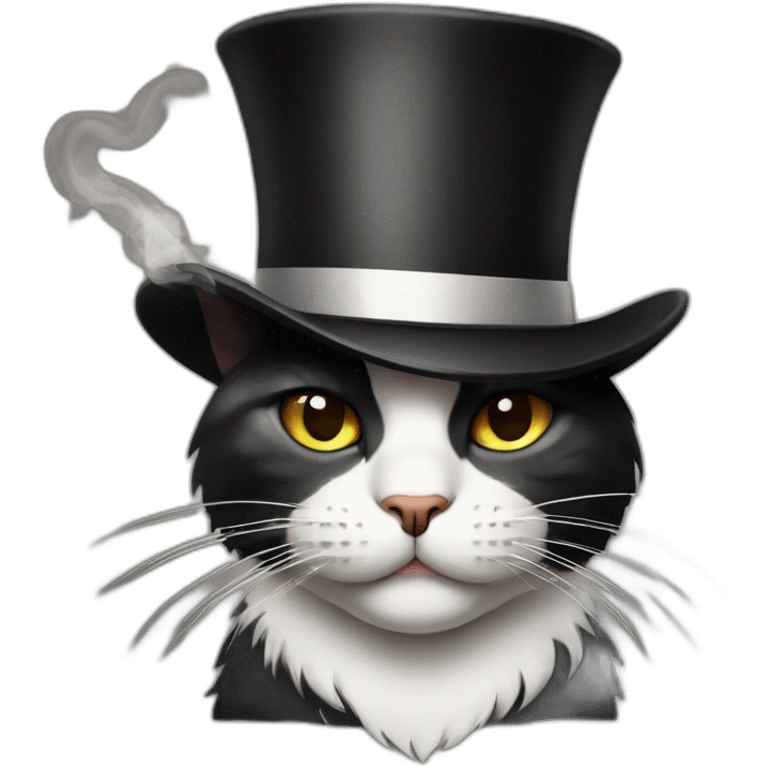 Smoking rich cat with high hat emoji