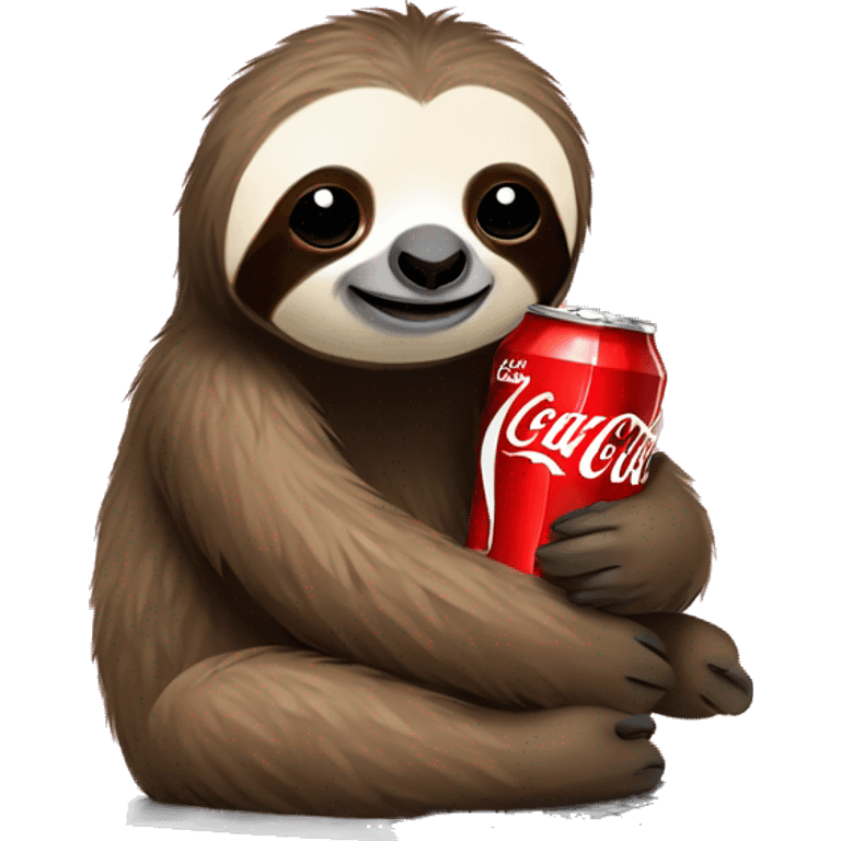 tired sloth with coca cola can and laptop emoji