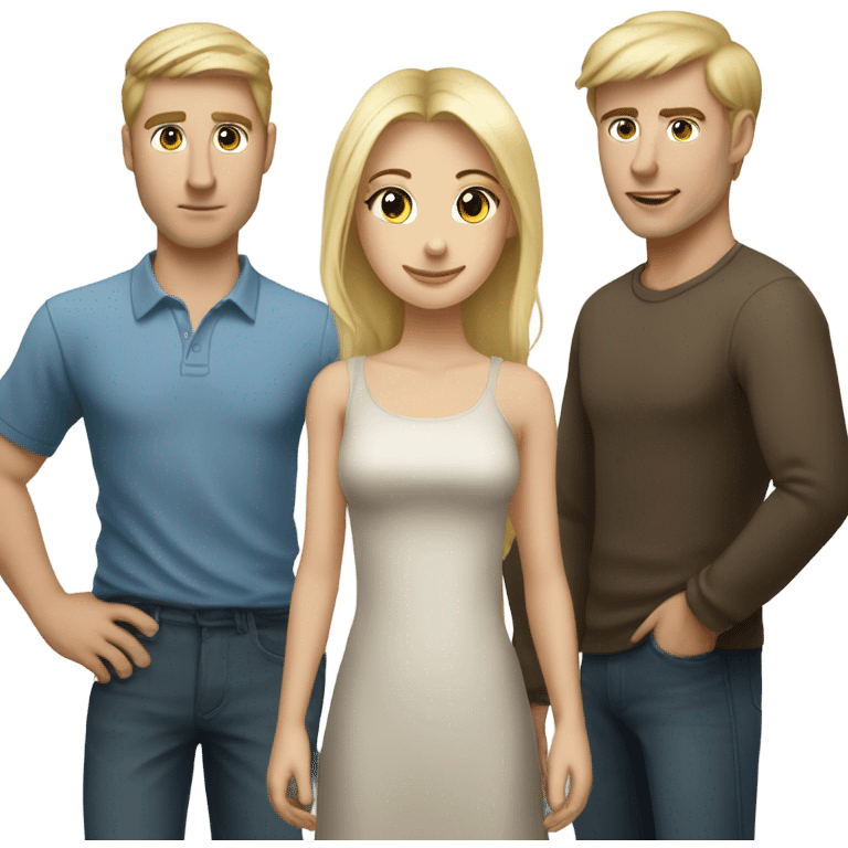 Blonder girl w tall blonde man and 2 brunette men emoji