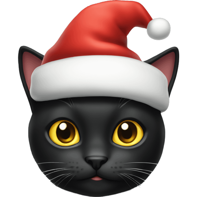 Black cat with a Santa hat emoji