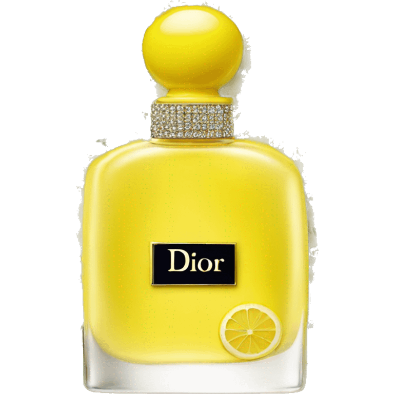 Yellow Dior perfume with mini lemons around emoji