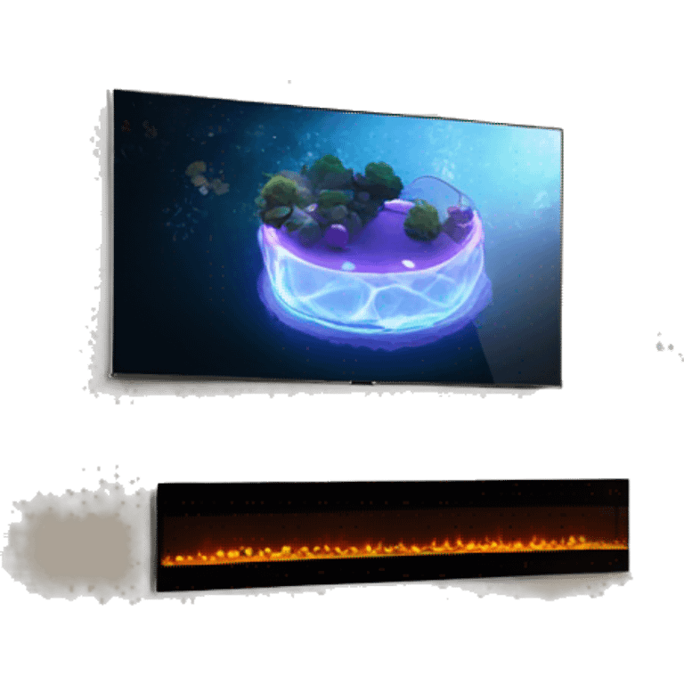 Floating electric fireplace on wall under tv  emoji