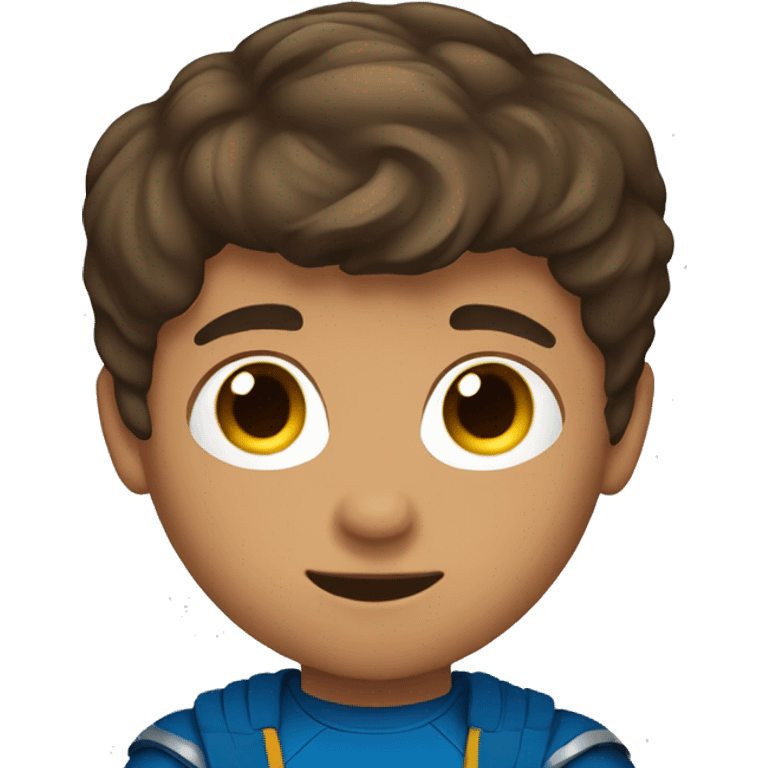 superhero, child, boy, short brown hair, brown eyes, Hispanic emoji