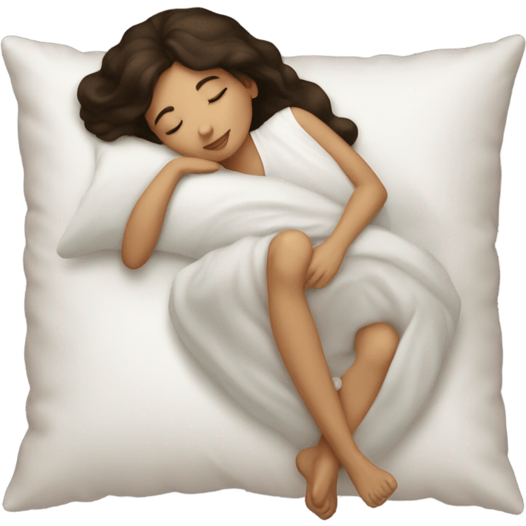 sleeping beauty brunette white girl with a silk pillow emoji