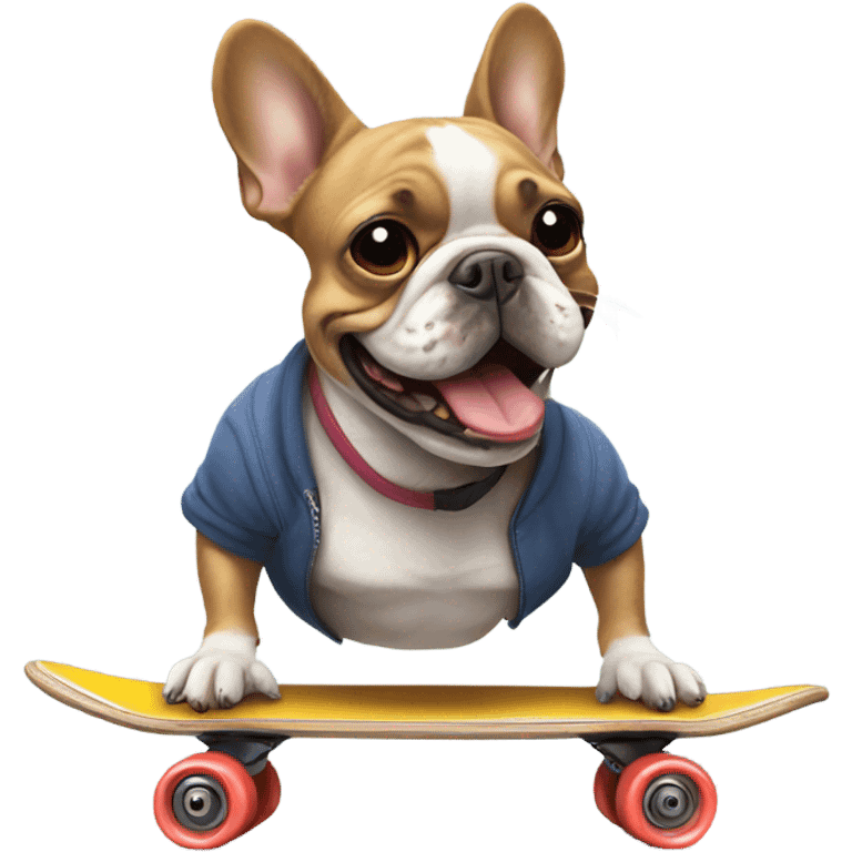 Frenchie riding a skate board  emoji